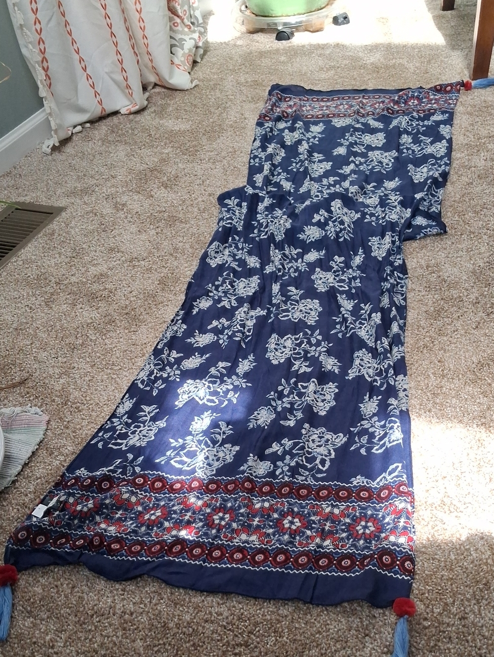 Lightweight Indian Print Cotton Accent Scarf